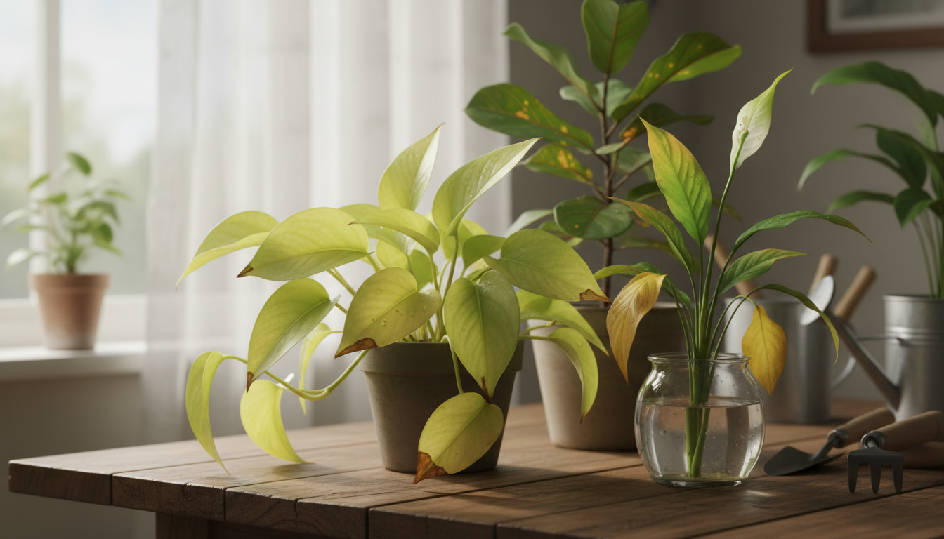 Ilustração: Principais causas das folhas amarelas nas plantas