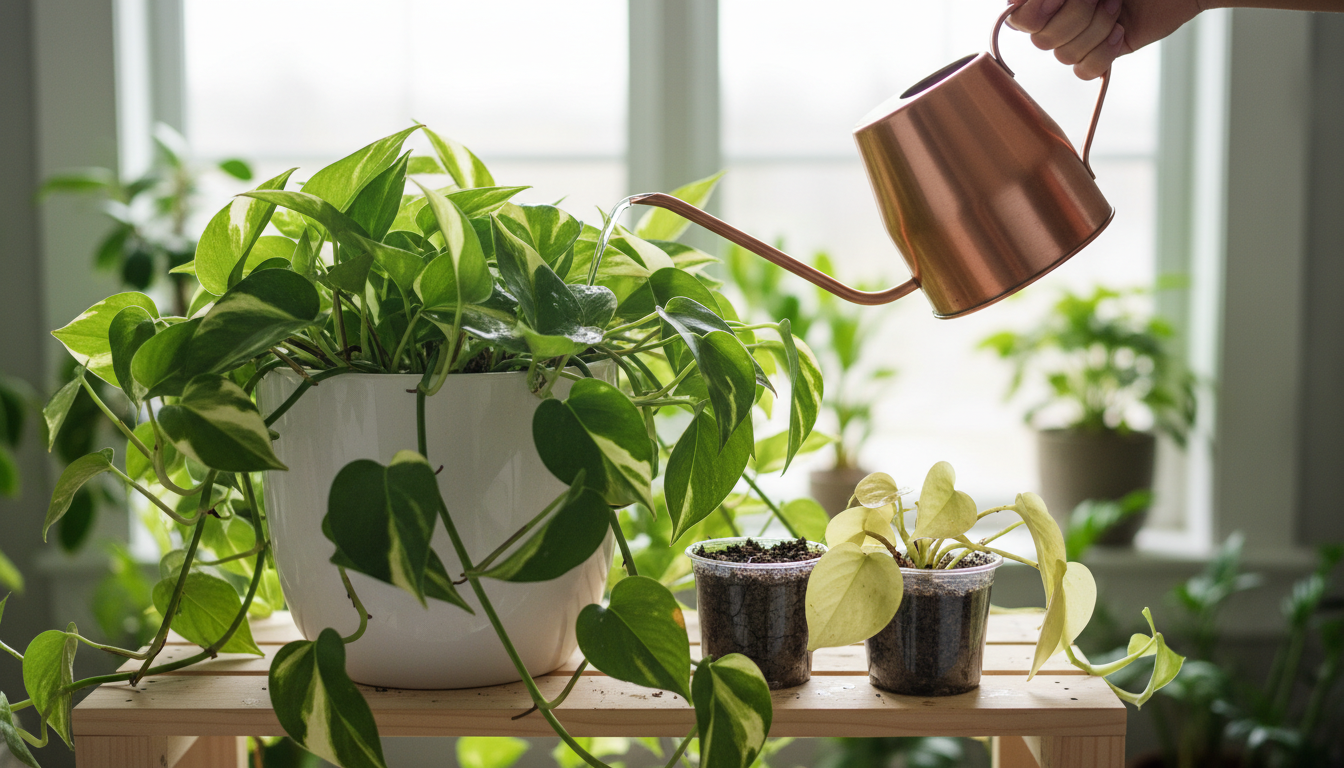 Illustration : Arrosage : comment ne pas trop arroser ni trop sécher le Pothos